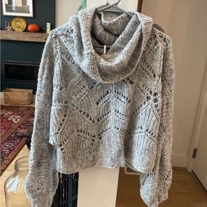 Free People Light Gray Cowl Neck Sweater